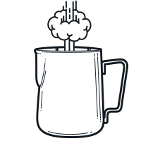 Illustration of milk jug steaming