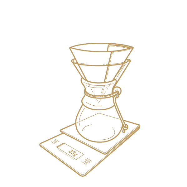 Weighing coffee on scales for soft brew method