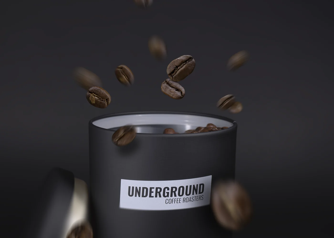 Image of specialty roasted coffees beans and storage canister
